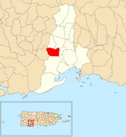 Location of Quebradas within the municipality of Guayanilla shown in red