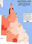 Geographical distribution of the Queensland population self-identified as having Indigenous status (Aboriginal, Torres Strait Islanders or both) by Indigenous Locations (ILOC), according to the 2016 census