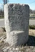 Rákoskeresztúr and Pest, Hungary borderstone from 1738 at Akadémiaújtelep neighbourhood