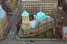 Orthodox Church of the Annunciation from the spire of the Academy of Sciences