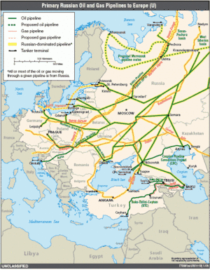 Image 5Russia was a key oil and gas supplier to Europe (map from 2013). This changed with the Russian invasion of Ukraine in 2022. (from Energy policy)