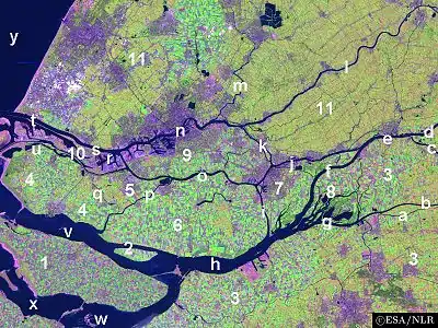 Satellite image of the Rhine–Meuse–Scheldt delta showing the island of Rozenburg (10)