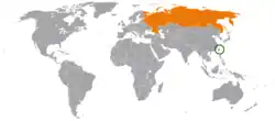 Map indicating locations of Republic of China and Russia