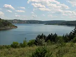 The Dnister River and surrounding Podolian landscape near Stara Ushytsia.