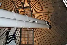 Despite its modest diameter, the Radcliffe telescope is very long because it has a long focal length