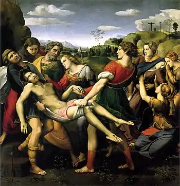 The dead Christ carried by several people