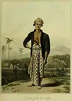 A Javanese man of the lower class, The History of Java, by Thomas Stamford Raffles (1817)