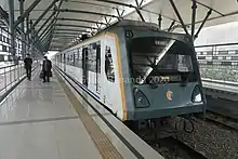 The Kualanamu Airport Rail Link at the new elevated platform of Medan Station