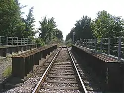 Close up picture of a railway track over a bridge