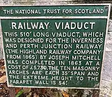 Information plaque at the Killiecrankie viaduct designed by Mitchell.