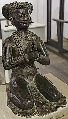 Bronze statue of King Bhupatindra Malla of Bhaktapur from the 18th century, presently at the National Museum of Nepal