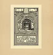 Bookplate for the Highland Park Public Library