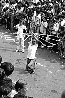 Artist performing during Rath Yatra at Ahmedabad in 2011