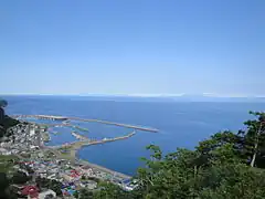 View of Kunashir from the Rausu Kunashiri Observatory Deck