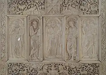 Byzantine scrolls with animals on the Throne of Archbishop Maximian of Ravenna, 546-556, ivory, Archiepiscopal Museum, Ravenna