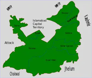 Location of Kahuta Tehsil