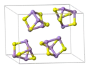 The unit cell of realgar, showing clearly the As4S4 molecules it contains