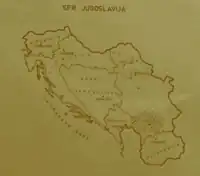 The territory of The District of Branković marked with diagonal lines within The Socialist Federal Republic of Yugoslavia (1946-1992)