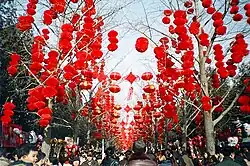 Image 59Red lanterns are hung from the trees during the Chinese New Year celebrations in Ditan Park (Temple of Earth) in Beijing. (from Chinese culture)