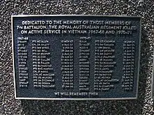 List of the members of the RAR 7th battalion killed in Vietnam 1967–68 and 1970–71.