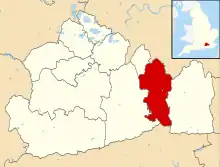 Reigate and Banstead shown within Surrey