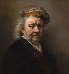 A similar self-portrait from 1669 in the Mauritshuis