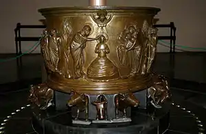 Font of Renier de Huy: The baptism of Christ