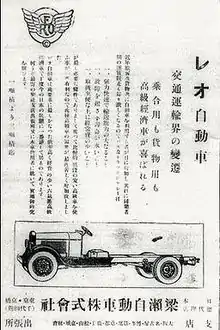 1929 REO advertisement sold at Yanase dealerships in Japan