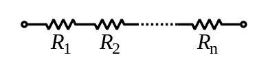 This is a diagram of several resistors, connected end to end, with the same amount of current through each.