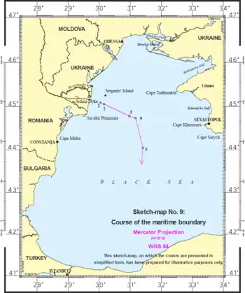 Map of the Black Sea and surroundings, with a single boundary