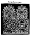 Pattern for reticella or point couppe from Vinciolo's Les Singuliers et Nouveaux Pourtaicts, 1609 reprint of 1587 edition.