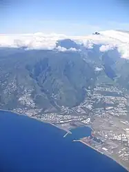 An aerial view over La Possession and Le Port