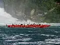 A tourist boat near the falls