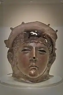 Replica of the helmet on display at the museum