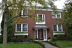 Photograph of a two-story brick building