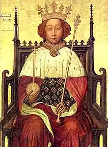 King Richard II of England (1390s) dressed in red