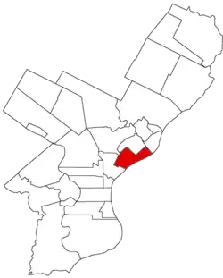 Map of Philadelphia County, Pennsylvania highlighting Richmond District prior to the Act of Consolidation, 1854