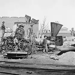 Remains of a locomotive of the Richmond and Petersburg Railroad