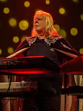 Wakeman playing two keyboards