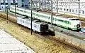 Five cars of former set F30 stored at Sendai General Shinkansen Depot in January 2003