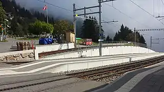 Kaltbad on the Vitznau–Rigi line, with the Rigi–Scheidegg terminus marked by the footpath at right angles