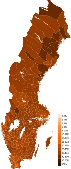 Map results for the Swedish Social Democratic Party (S)