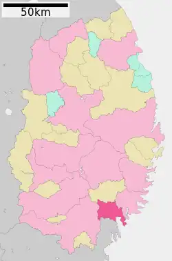 Location of Rikuzentakata in Iwate Prefecture