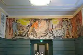 Refregier mural, Panel #16, "Building the Railroad"