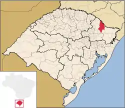 Location in Rio Grande do Sul