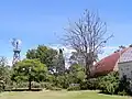 View from the back garden showing the large fernery structure to the right