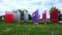 Permanent installation "Reflection", 2013, Palace garden Heidenheim an der Brenz, Stainless steel, Lacquer  98,5 x 590 x 315 inches