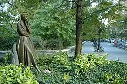 Penelope Jencks's statue of Eleanor Roosevelt seen from the south.