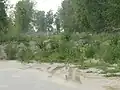 Road blocked by debris from 2011 Missouri River floods