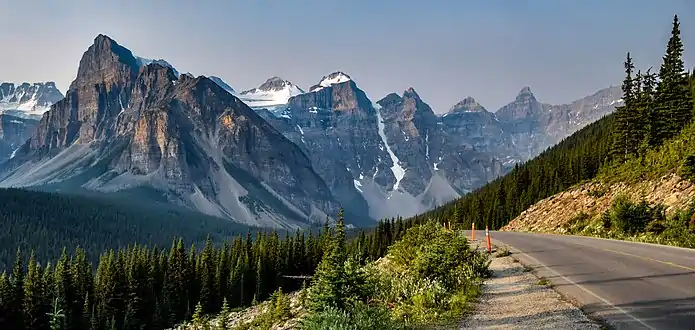 Babel (left) seen from road to Moraine Lake